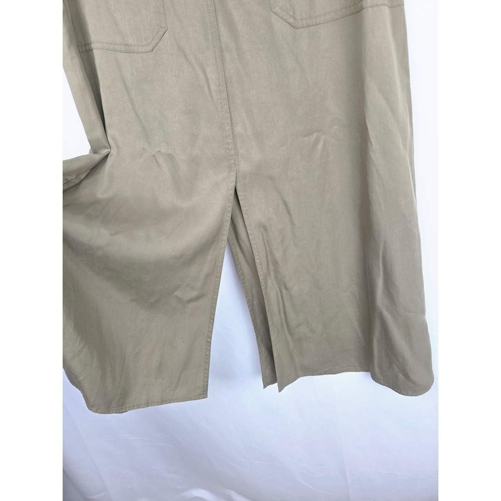 Lauren Ralph Lauren Maxi Skirt S Olive Green Lyocell Cargo Utility Split Earthy - Picture 5 of 12